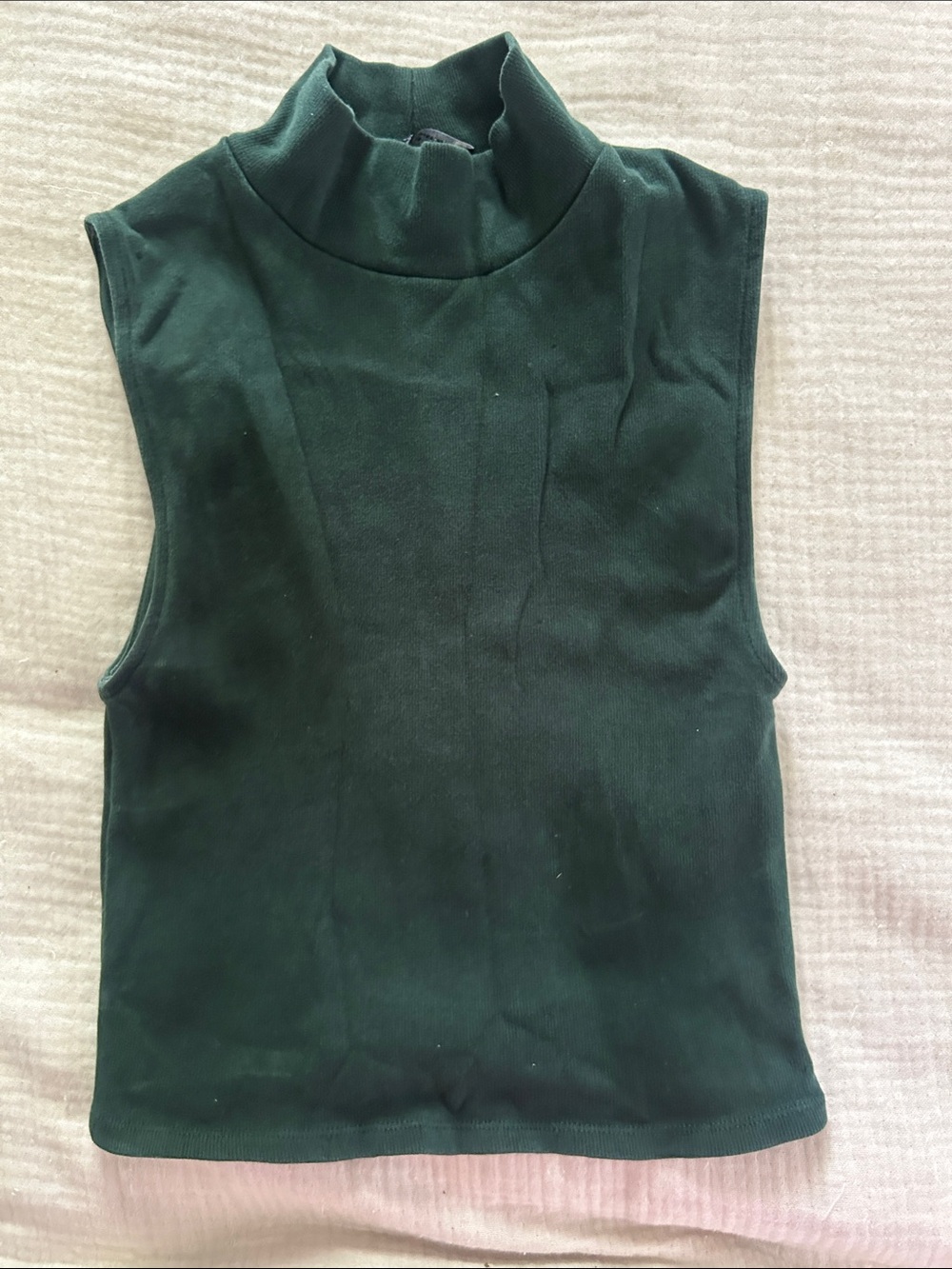 Zara Dark Green Sleeveless Mock Neck Camisole